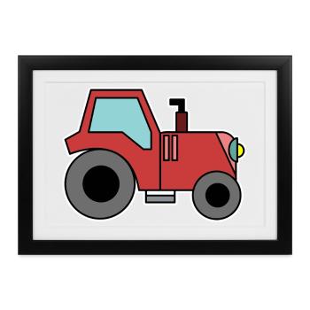 Landleben Traktor Bauernhof Kraftfahrzeug Landwirt - Gerahmtes Poster (37 × 27 cm) - Schwarz - Vorne