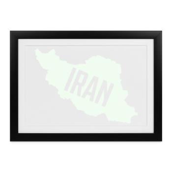 Iran Karten Typo - Gerahmtes Poster (37 × 27 cm) - Schwarz - Vorne