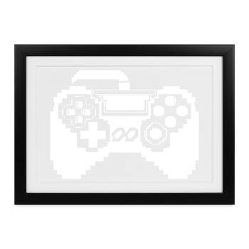 Game Controller Pixel Grafik - Gerahmtes Poster (37 × 27 cm) - Schwarz - Vorne