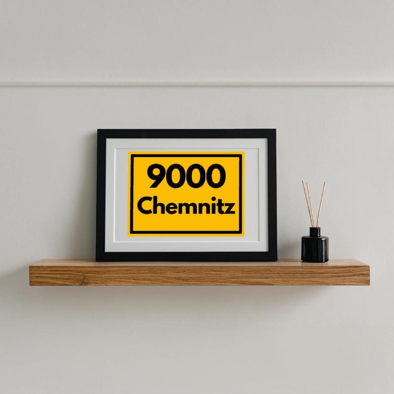 OLD POSTCODE POSTCODE RETRO 9000 CHEMNITZ GDR Framed poster (37 × 27 cm)
