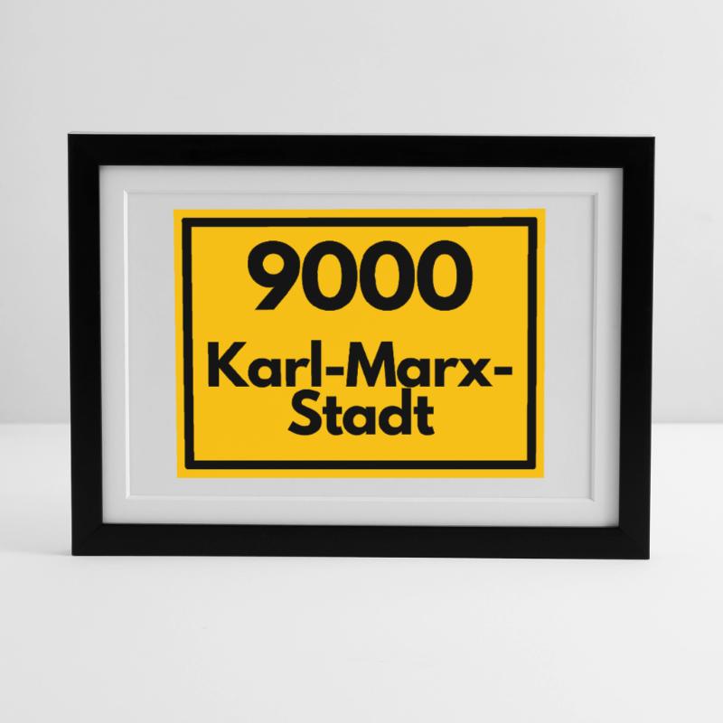 OLD POSTCODE POSTCODE RETRO 9000 KARL-MARX-STADT Framed poster (37 × 27 cm)