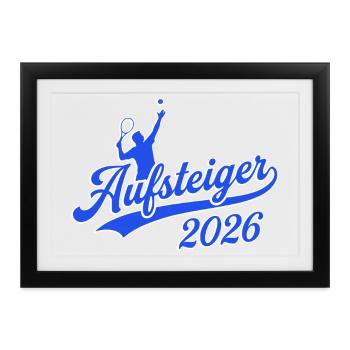Tennis Aufsteiger 2026, Tennis Meister Team Shirt - Gerahmtes Poster (37 × 27 cm) - Schwarz - Vorne
