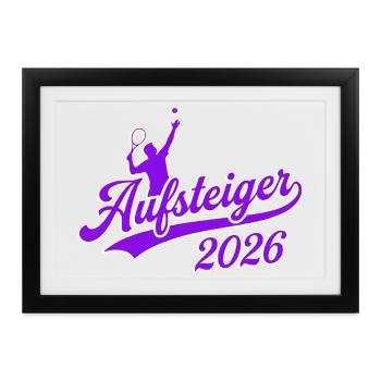 Tennis Aufsteiger 2026, Tennis Meister Mannschaft - Gerahmtes Poster (37 × 27 cm) - Schwarz - Vorne