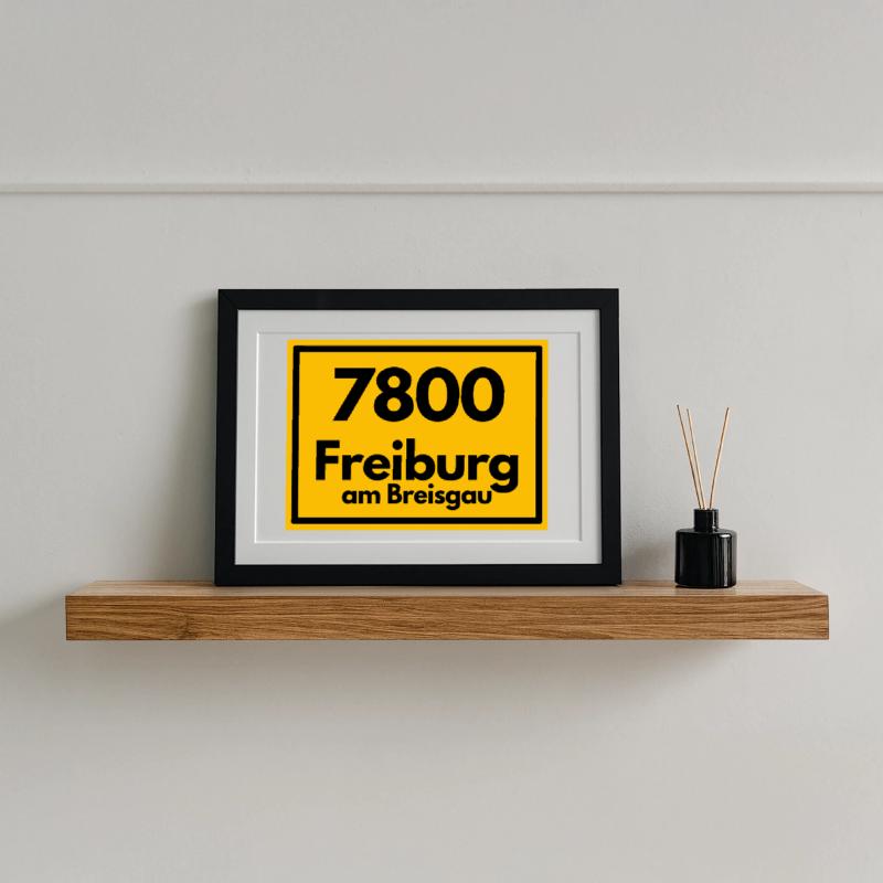 OLD POSTCODE POSTCODE RETRO 7800 FREIBURG BREISGAU Framed poster (37 × 27 cm)