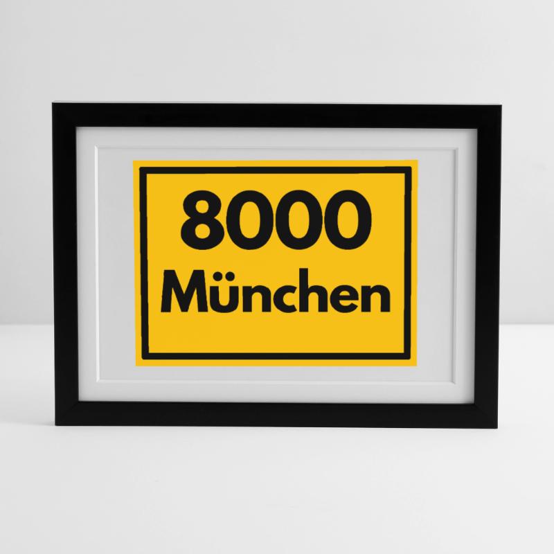 OLD POSTCODE POSTCODE RETRO 8000 MUNICH BAVARIA Framed poster (37 × 27 cm)
