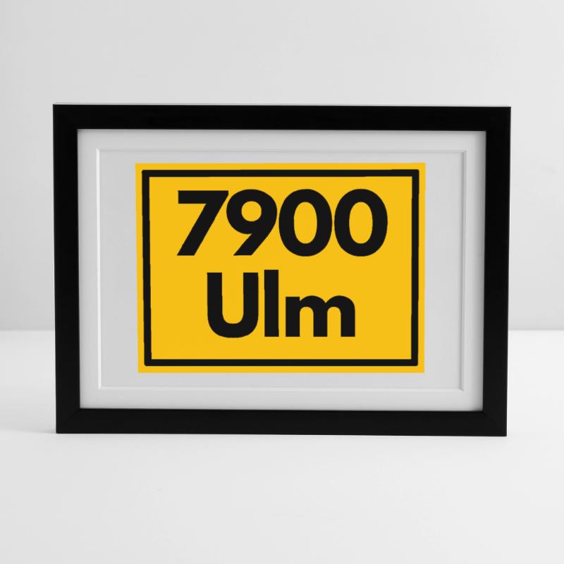 OLD POSTCODE POSTCODE RETRO 7900 ULM MÜNSTERSTADT Framed poster (37 × 27 cm)