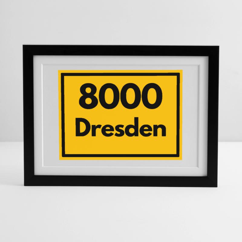 OLD POSTCODE POSTCODE RETRO 8000 DRESDEN ELBE Framed poster (37 × 27 cm)