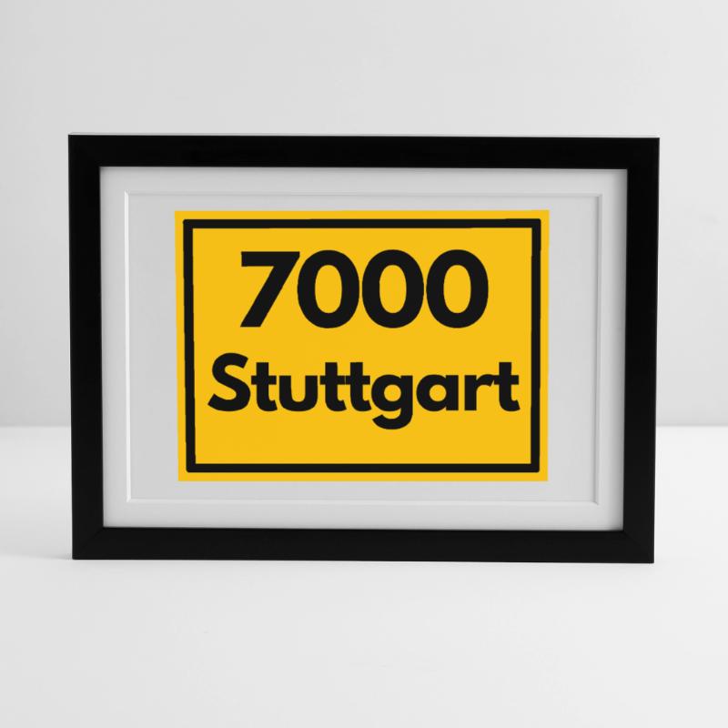 OLD POSTCODE POSTCODE RETRO 7000 STUTTGART SCHWABE Framed poster (37 × 27 cm)