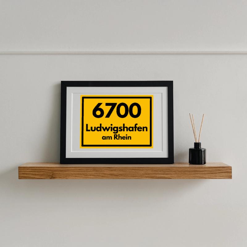 OLD POSTCODE POSTCODE RETRO 6700 LUDWIGSHAFEN Framed poster (37 × 27 cm)