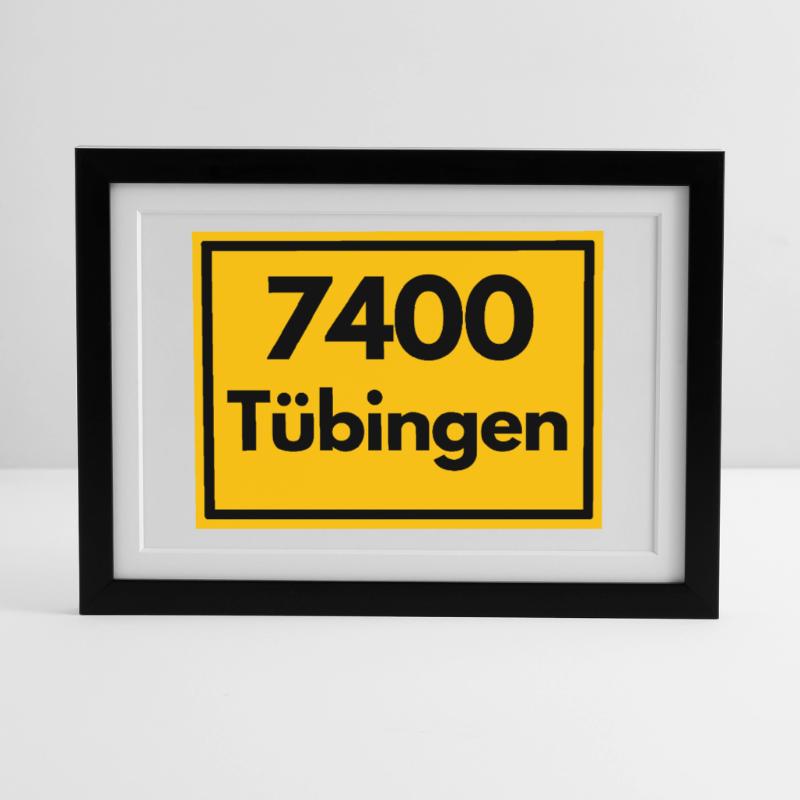 OLD POSTCODE ZIP CODE RETRO 7400 TÜBINGEN - NECKAR Framed poster (37 × 27 cm)