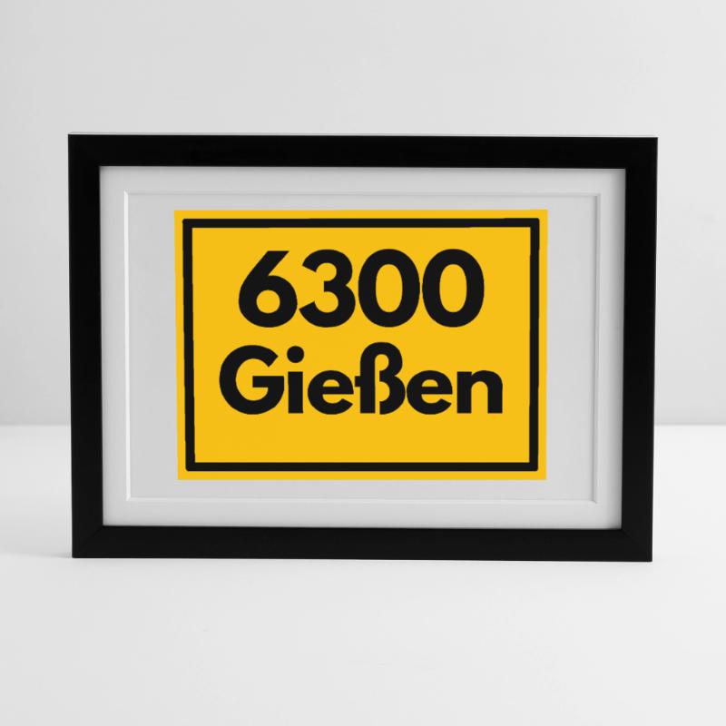 OLD POSTCODE ZIP CODE RETRO 6300 GIESSEN Framed poster (37 × 27 cm)