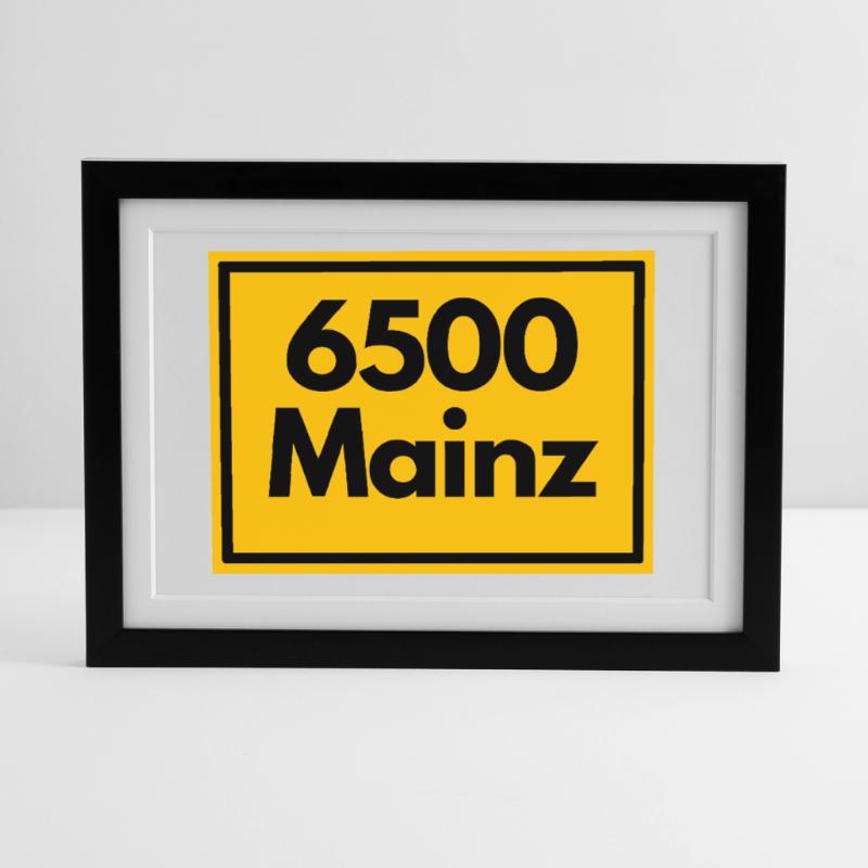 OLD POSTCODE POSTCODE RETRO 6500 MAINZ MEEENZ Framed poster (37 × 27 cm)