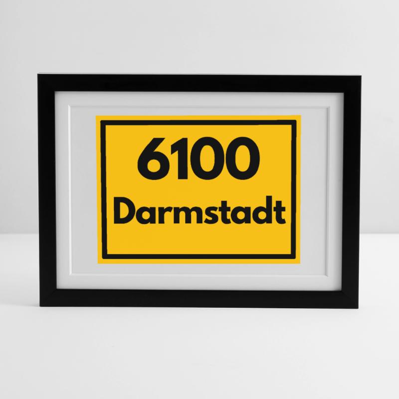 OLD POSTCODE POSTCODE RETRO 6100 DARMSTADT HESSEN Framed poster (37 × 27 cm)