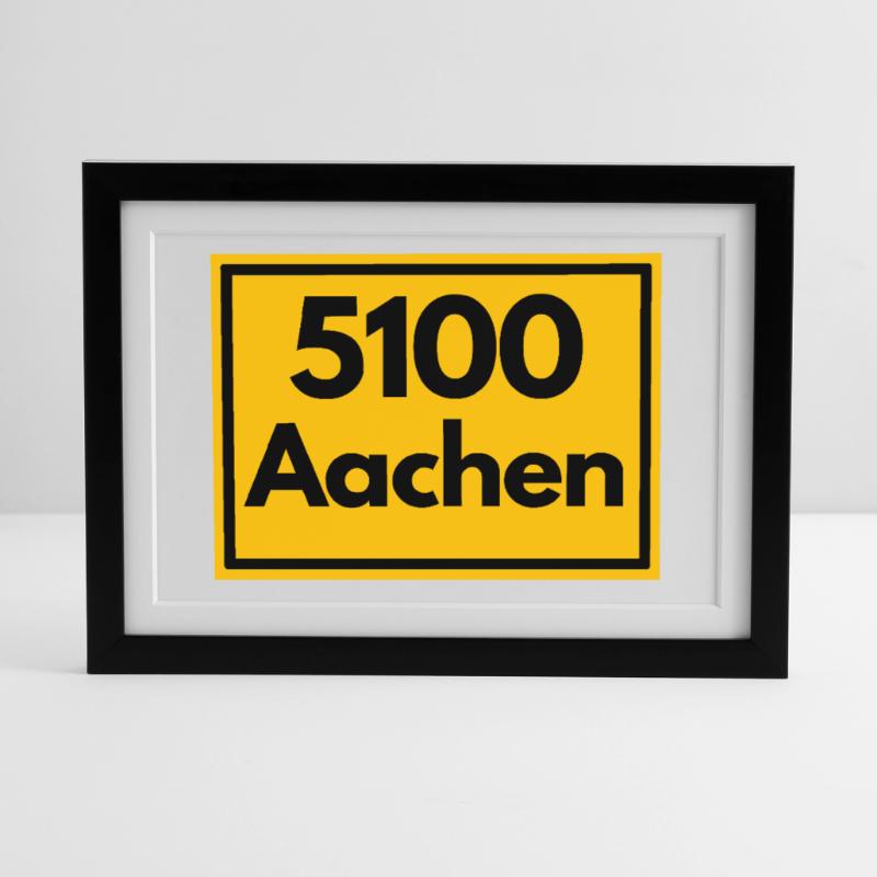 OLD POSTCODE POSTCODE RETRO 5100 AACHEN DREILÄNDER Framed poster (37 × 27 cm)