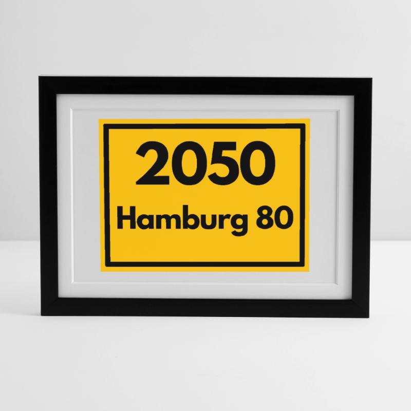 OLD POSTCODE POSTCODE RETRO 2050 HAMBURG 80 - ELBE Framed poster (37 × 27 cm)