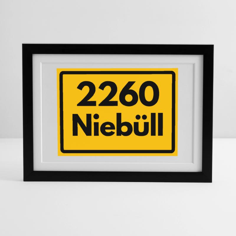 OLD POSTCODE POSTCODE RETRO 2260 NIEBÜLL – NORTH SEA Framed poster (37 × 27 cm)