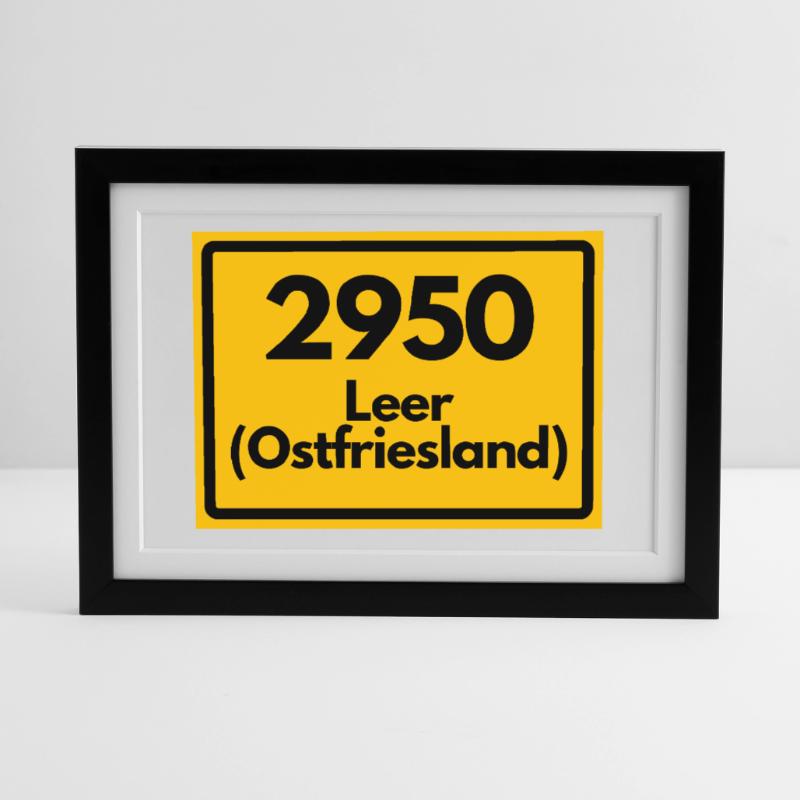 OLD POSTCODE ZIP CODE RETRO 2950 LEER EAST FRISIA Framed poster (37 × 27 cm)
