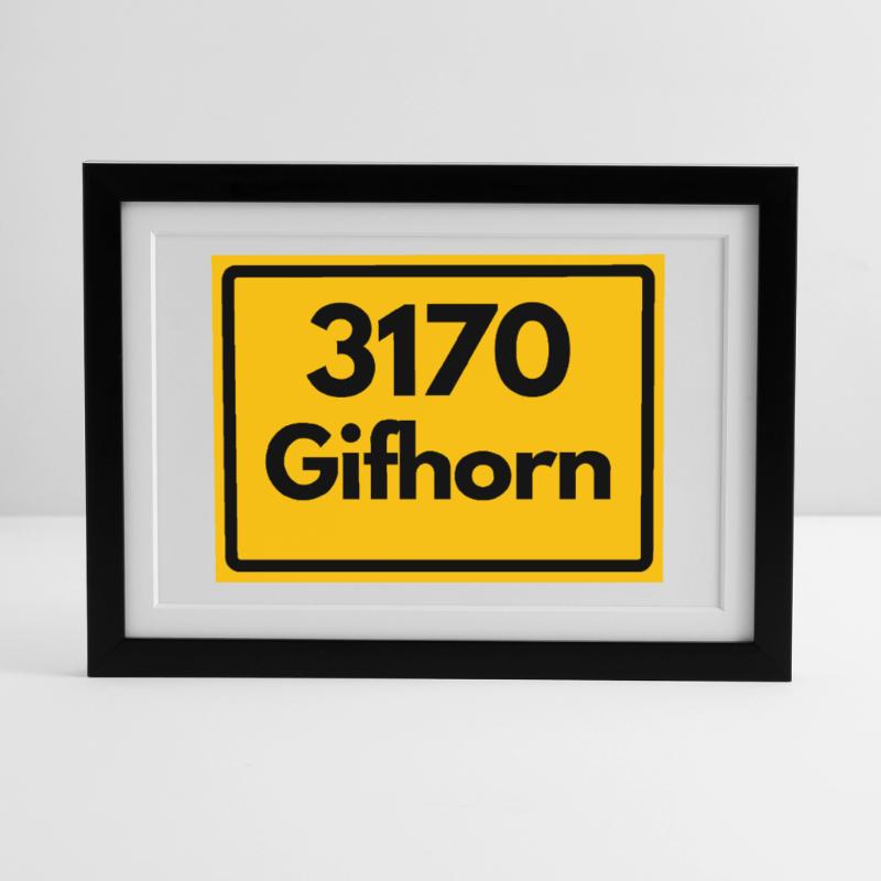 OLD POSTCODE POSTCODE RETRO 3170 GIFHORN – MÜHLEN Framed poster (37 × 27 cm)