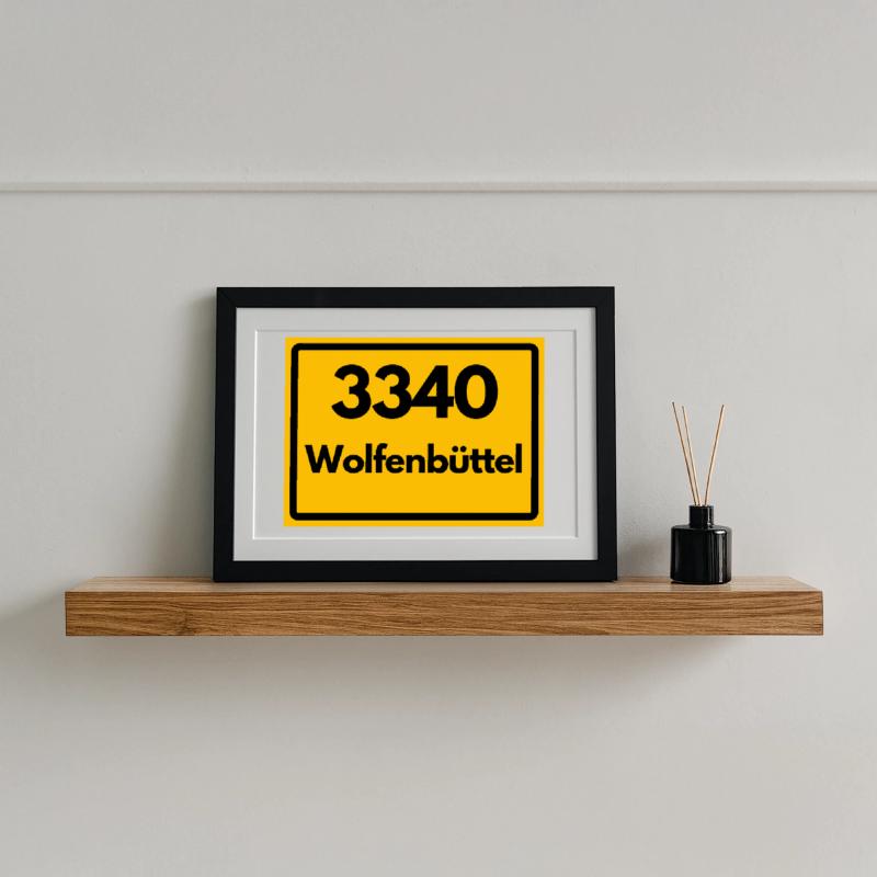 OLD POSTCODE POSTCODE RETRO 3340 WOLFENBÜTTEL Framed poster (37 × 27 cm)