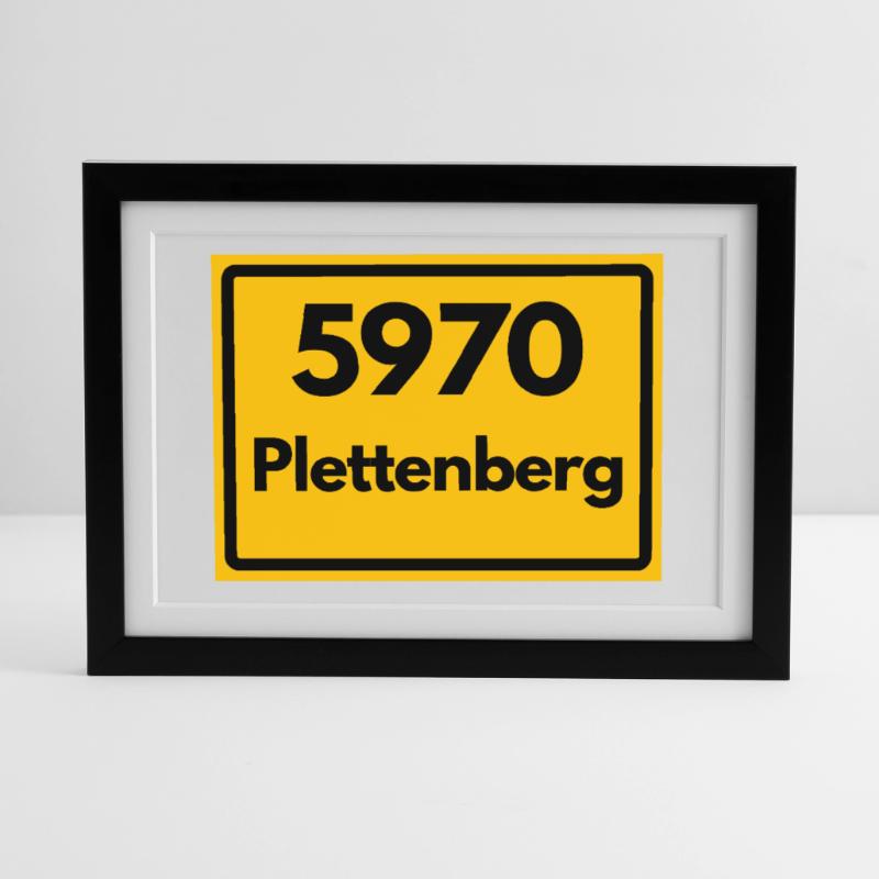 OLD POSTCODE POSTCODE RETRO 5970 PLETTENBERG Framed poster (37 × 27 cm)