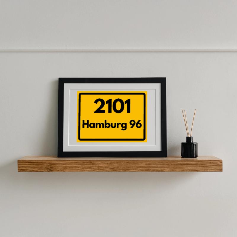 OLD POSTCODE POSTCODE RETRO 2101 HAMBURG 96 HEIMAT Framed poster (37 × 27 cm)