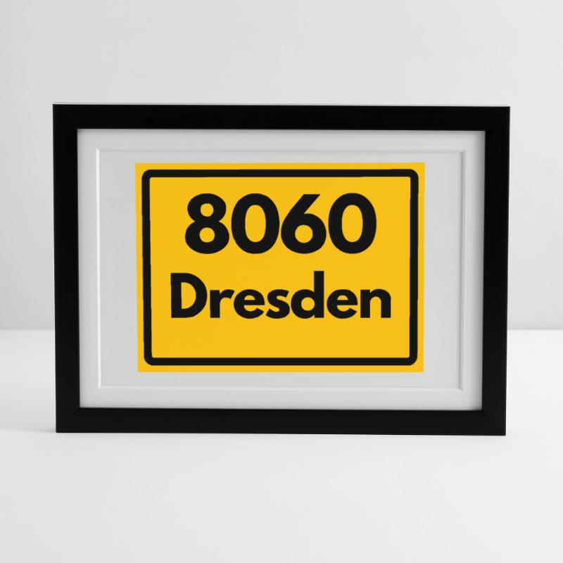 OLD POSTCODE ZIP CODE 8060 DRESDEN SAXONY Framed poster (37 × 27 cm)