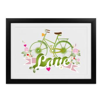 grünes Fahrrad mit ganz viel Liebe gestaltet - Gerahmtes Poster (37 × 27 cm) - Schwarz - Vorne
