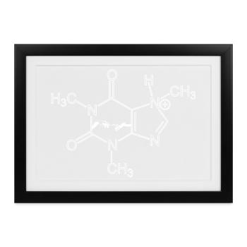 Koffein-Molekül – Energie zum Anziehen - Gerahmtes Poster (37 × 27 cm) - Schwarz - Vorne