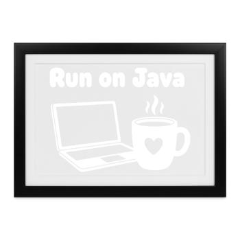 Java Lauf Café Laptop Herz - Gerahmtes Poster (37 × 27 cm) - Schwarz - Vorne