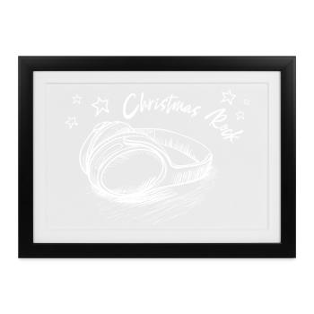 Weihnachten Kopfhörer CHRISTMAS ROCK - Gerahmtes Poster (37 × 27 cm) - Schwarz - Vorne