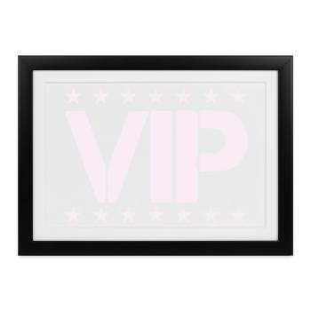 VIP Sternen-Statement in Pastellrosa - Gerahmtes Poster (37 × 27 cm) - Schwarz - Vorne