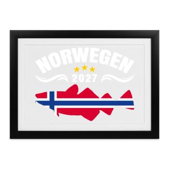 Dorsch Angeln Norwegen 2027 - Gerahmtes Poster (37 × 27 cm) - Schwarz - Vorne