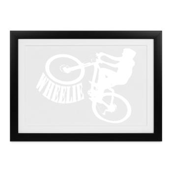Shirt Wheelie Rad Fahrrad - Gerahmtes Poster (37 × 27 cm) - Schwarz - Vorne