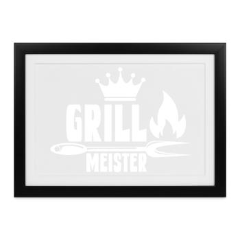 Feuriger Grillmeister mit Krone - Gerahmtes Poster (37 × 27 cm) - Schwarz - Vorne