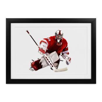 Gardien de but de hockey sur glace - Affiche encadrée (37 × 27 cm) - noir - Devant