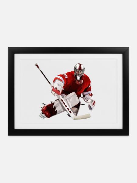 Eishockey Torwart - Gerahmtes Poster (37 × 27 cm) - Schwarz