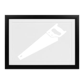 Fuchsschwanz Säge Holzarbeit Vektor - Gerahmtes Poster (37 × 27 cm) - Schwarz - Vorne