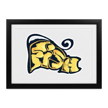 Fisch, ein gezogenes Wort - Gerahmtes Poster (37 × 27 cm) - Schwarz - Vorne