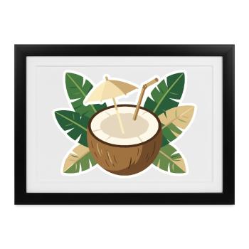 Coconut Island Kühlbox - Gerahmtes Poster (37 × 27 cm) - Schwarz - Vorne