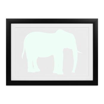 Elefant Silhouette - Gerahmtes Poster (37 × 27 cm) - Schwarz - Vorne