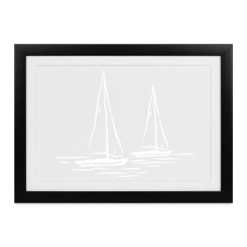 Segelboote Segelboot Segler - Gerahmtes Poster (37 × 27 cm) - Schwarz - Vorne