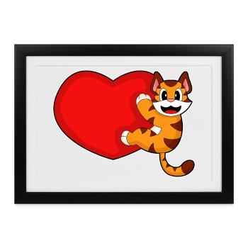 Tiger Herz - Gerahmtes Poster (37 × 27 cm) - Schwarz - Vorne