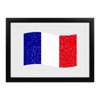 drapeau français vintage - Affiche encadrée (37 × 27 cm) - noir - Devant