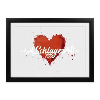 Schlagerfan Herzbeat Schlagermusik Hitparade - Gerahmtes Poster (37 × 27 cm) - Schwarz - Vorne