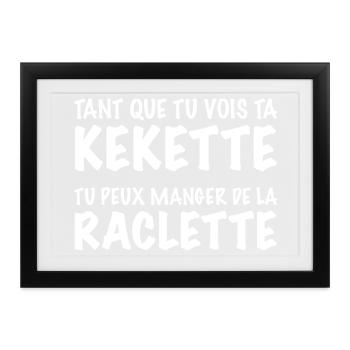 Humour Raclette Beauf Fan de Fromage Cadeau Drôle - Affiche encadrée (37 × 27 cm) - noir - Devant