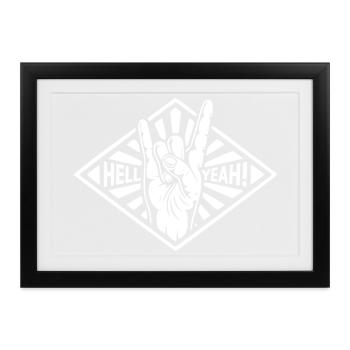 Hell yes Handgeste - Gerahmtes Poster (37 × 27 cm) - Schwarz - Vorne