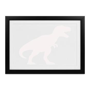 Dino Silhouette Tyrannosaurus Rex - Gerahmtes Poster (37 × 27 cm) - Schwarz - Vorne