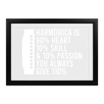 Harmonica Musican Heart Skill Passion Harmonica - Gerahmtes Poster (37 × 27 cm) - Schwarz - Vorne