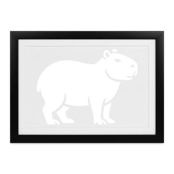 Capybara Wasserschwein - Gerahmtes Poster (37 × 27 cm) - Schwarz - Vorne