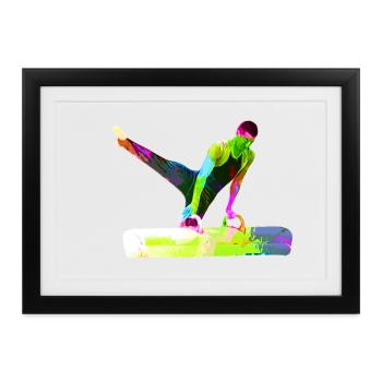 Pauschenpferd Turner - Gerahmtes Poster (37 × 27 cm) - Schwarz - Vorne